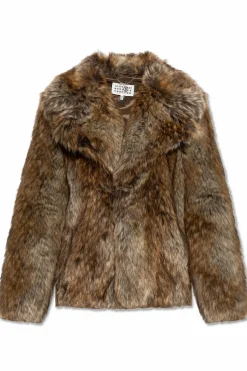 MM6 Maison Margiela BRĄZOWY Sztuczne futro