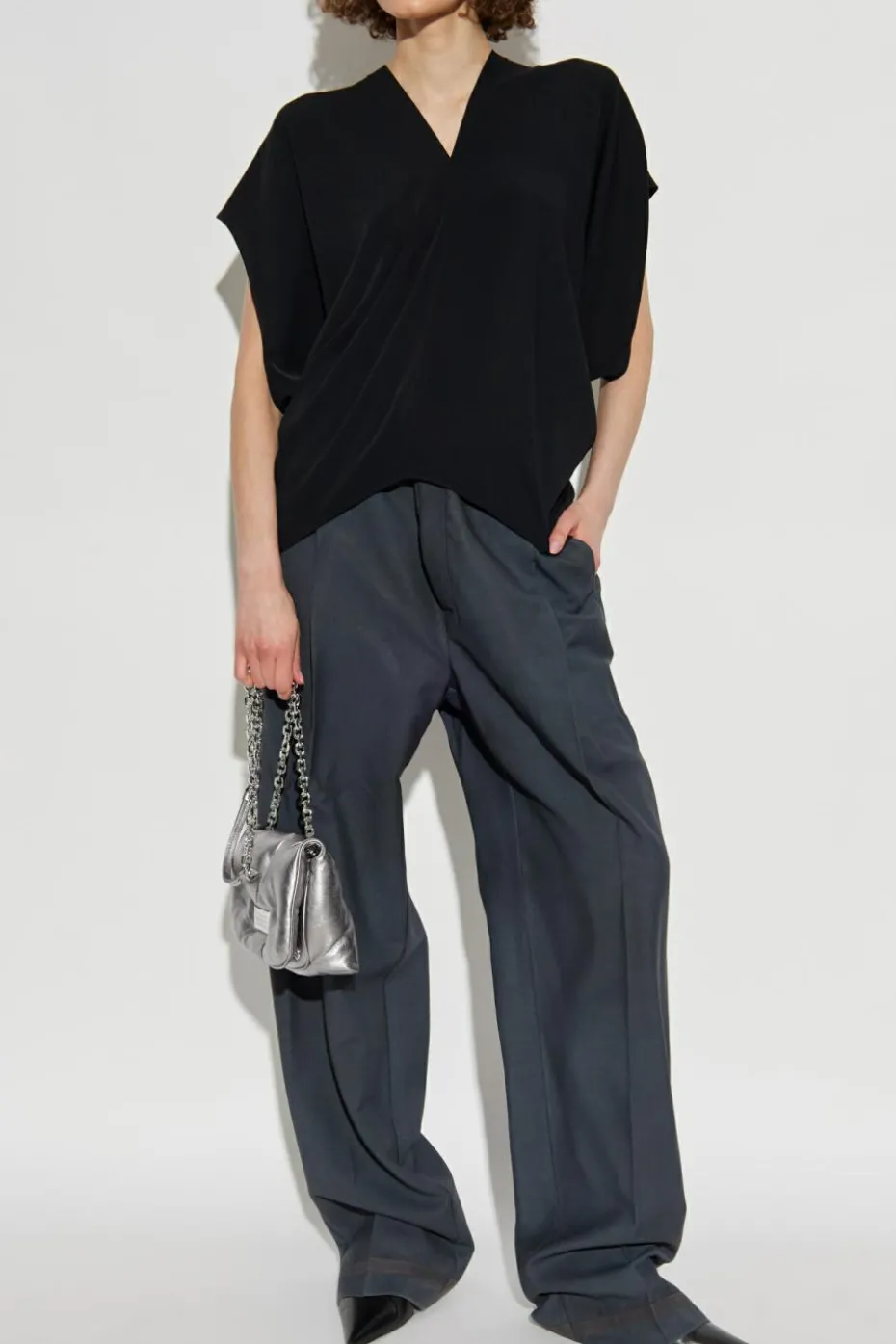 MM6 Maison Margiela CZARNY Top z krótkim rękawem