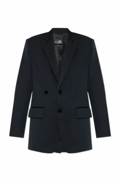 MM6 Maison Margiela CZARNY Marynarka z wełnianym wykończeniem