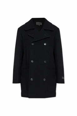 MM6 Maison Margiela CZARNY Dwurzędowy płaszcz