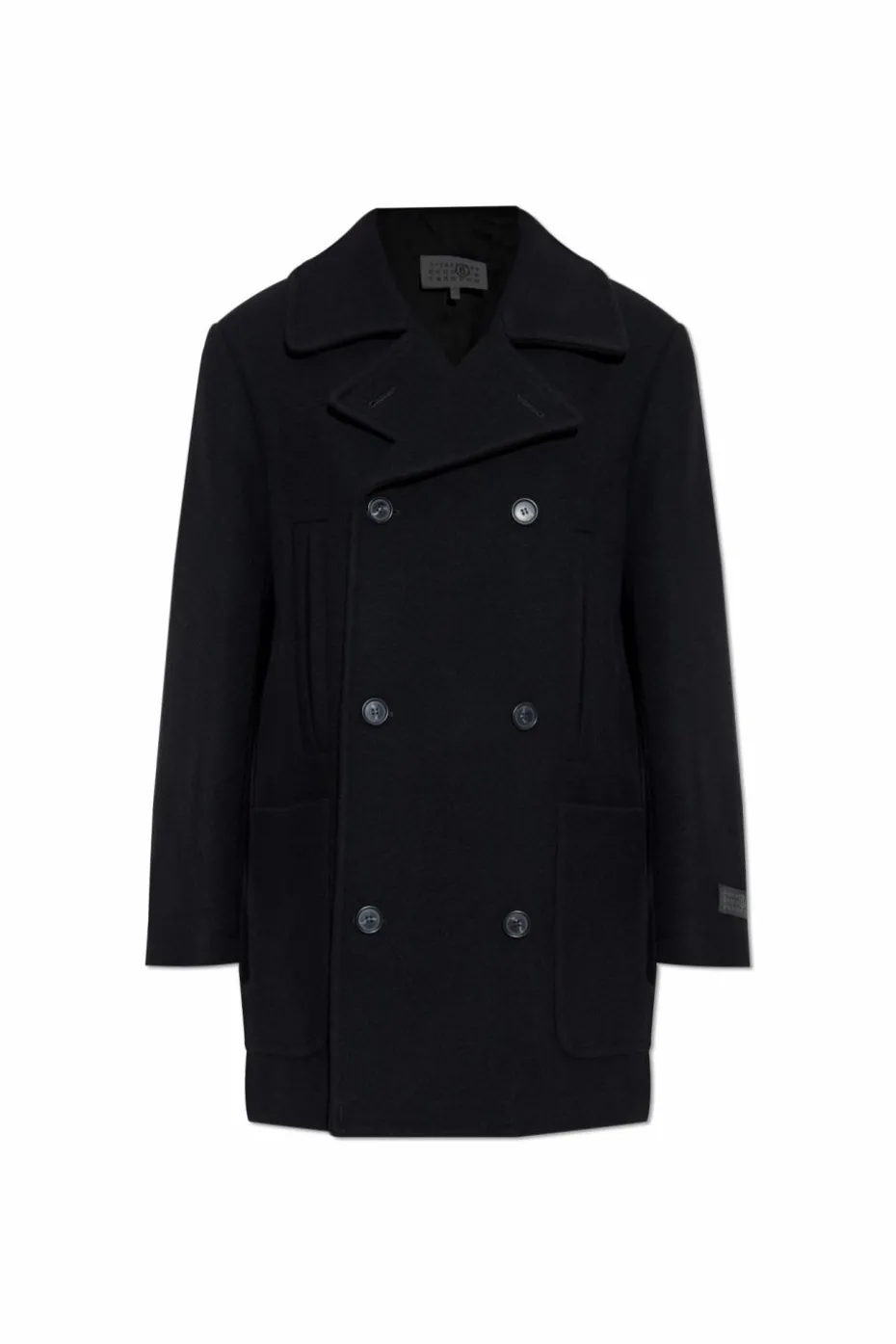 MM6 Maison Margiela CZARNY Dwurzędowy płaszcz