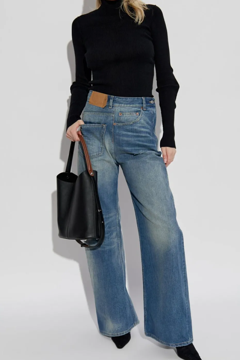 MM6 Maison Margiela CZARNY Bawełniany golf