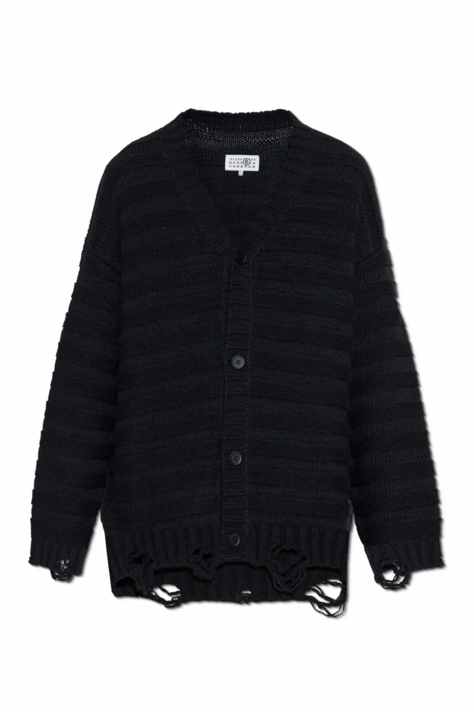 MM6 Maison Margiela CZARNY Kardigan z wełnianym wykończeniem