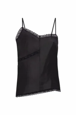 MM6 Maison Margiela CZARNY Jedwabny top na ramiączkach