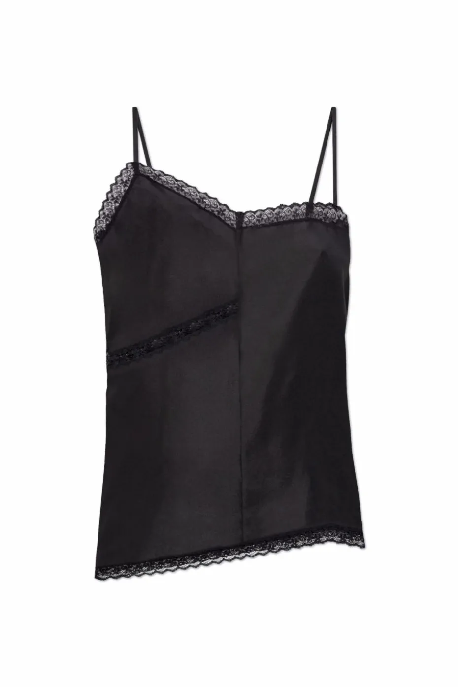 MM6 Maison Margiela CZARNY Jedwabny top na ramiączkach