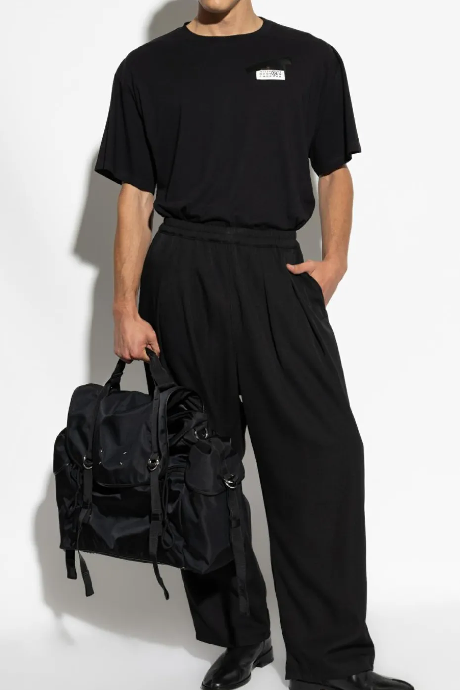 MM6 Maison Margiela CZARNY T-shirt z logo