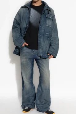 MM6 Maison Margiela GRANATOWY Jeansy z efektem `vintage`
