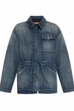 MM6 Maison Margiela GRANATOWY Ocieplana kurtka jeansowa