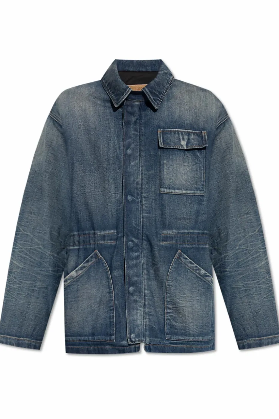MM6 Maison Margiela GRANATOWY Ocieplana kurtka jeansowa
