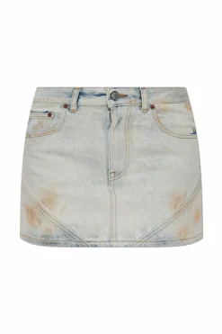MM6 Maison Margiela jasnoniebieski Jeansowa spódnica z efektem `vintage`