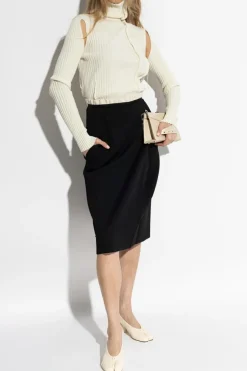 MM6 Maison Margiela kremowy Prążkowany top