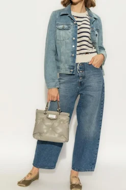 MM6 Maison Margiela NIEBIESKI Kurtka jeansowa z rozcięciem