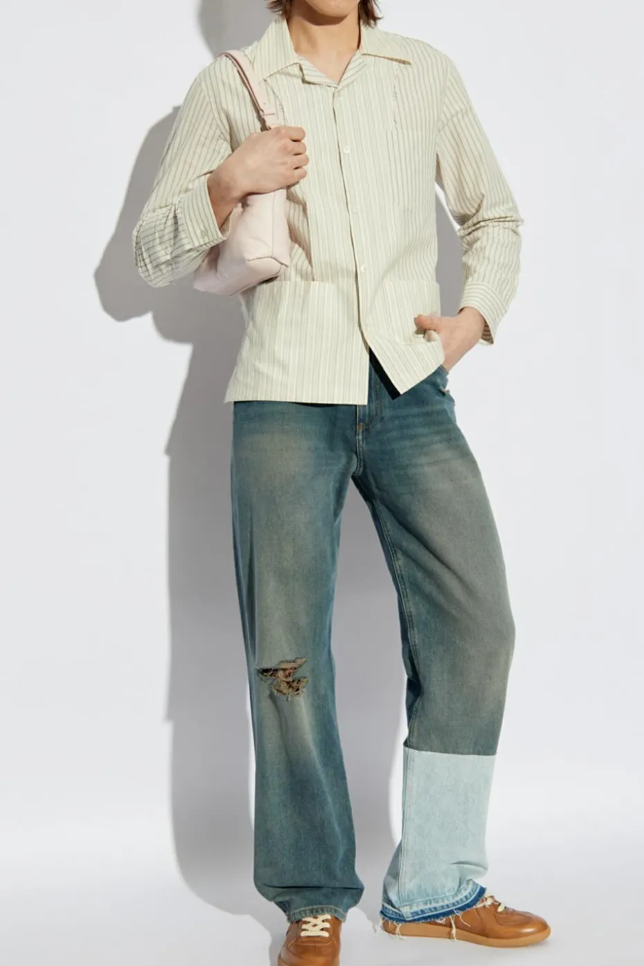 MM6 Maison Margiela NIEBIESKI Jeansy z przetarciami