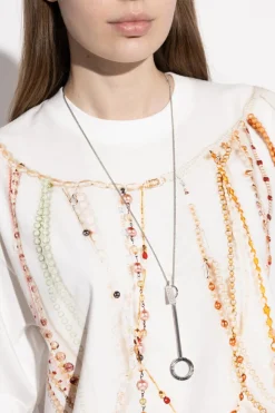 MM6 Maison Margiela SREBRNY Naszyjnik z zawieszką