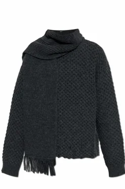 MM6 Maison Margiela SZARY Sweter z wełnianym wykończeniem