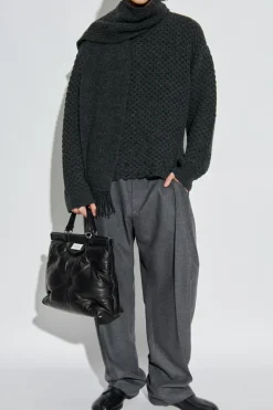 MM6 Maison Margiela SZARY Sweter z wełnianym wykończeniem
