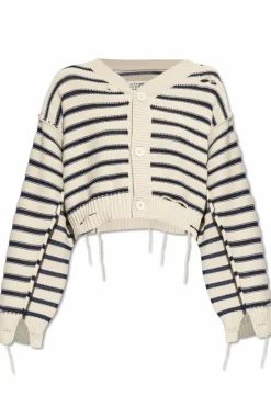 MM6 Maison Margiela SZARY Kardigan z efektem `vintage`