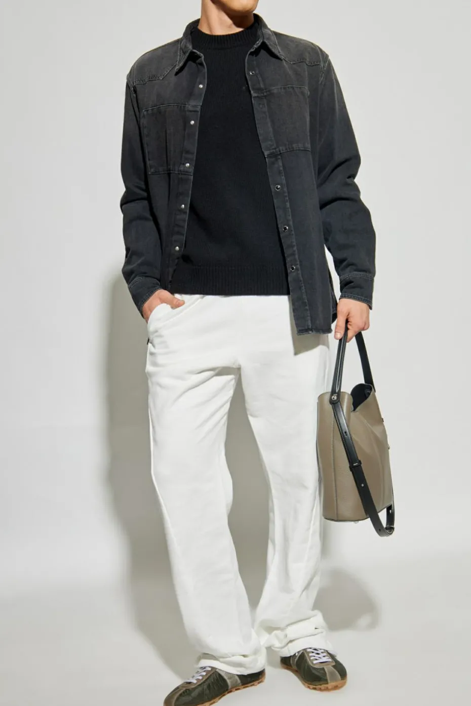 MM6 Maison Margiela SZARY Jeansowa koszula