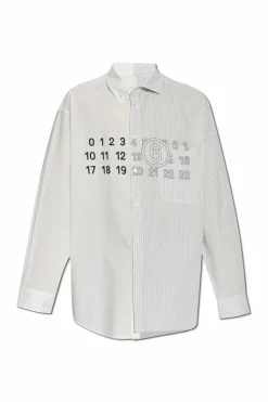 MM6 Maison Margiela SZARY Koszula z łączonych materiałów