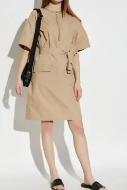 Moncler beżowy Sukienka z kieszeniami