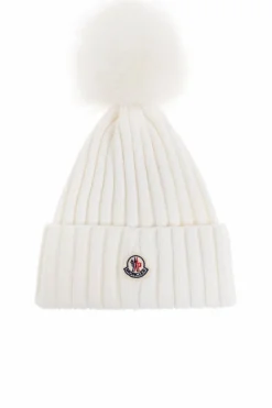 Moncler BIAŁY Czapka z pomponem