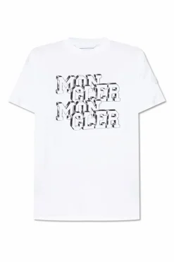 Moncler BIAŁY T-shirt z logo