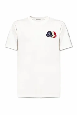 Moncler BIAŁY T-shirt z naszywkami
