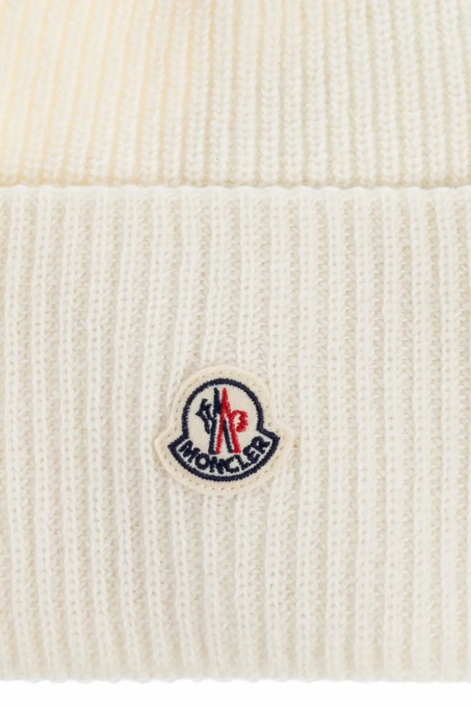 Moncler BIAŁY Wełniana czapka z naszywką z logo