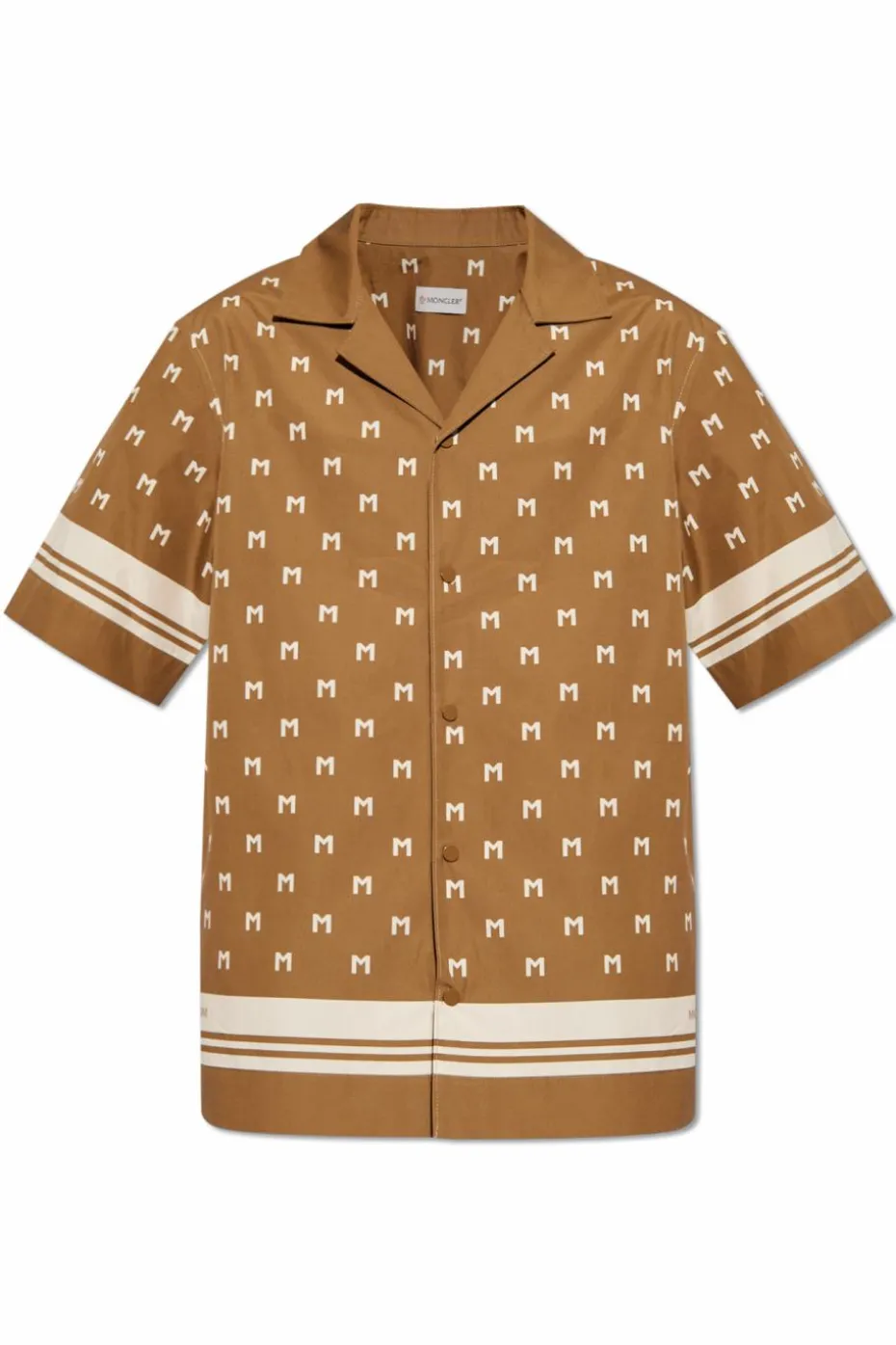 Moncler BRĄZOWY Bawełniana koszula z monogramem