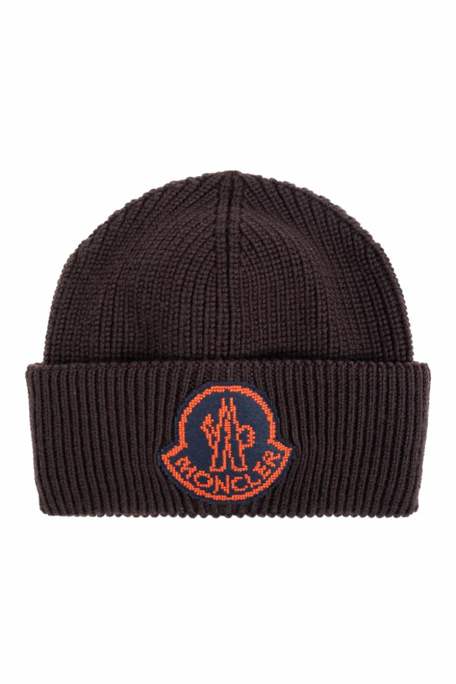 Moncler BRĄZOWY Czapka z naszywką z logo