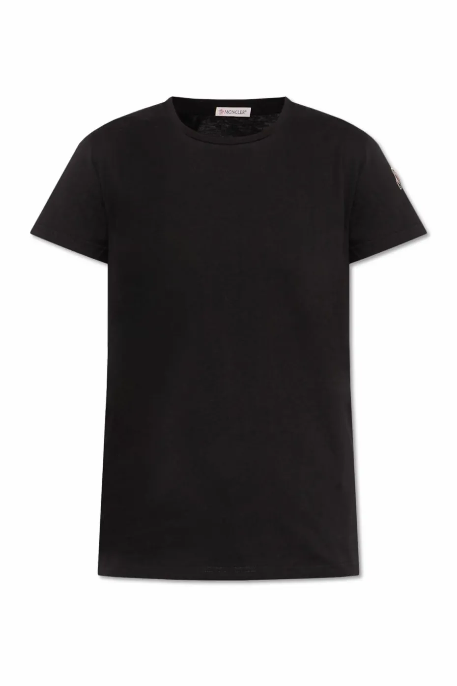 Moncler CZARNY Bawełniany t-shirt z okrągłym dekoltem