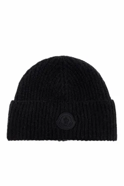 Moncler CZARNY Czapka z naszywką z logo