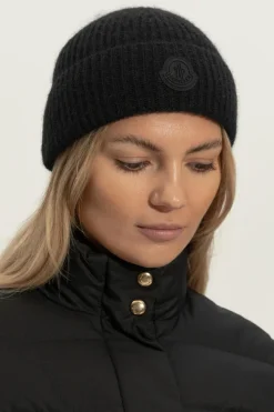 Moncler CZARNY Czapka z naszywką z logo