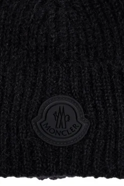 Moncler CZARNY Czapka z naszywką z logo