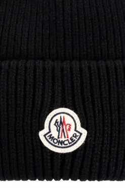 Moncler CZARNY Czapka z naszywką z logo