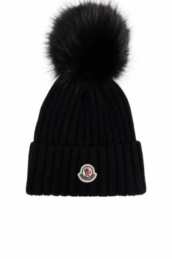 Moncler CZARNY Czapka z pomponem