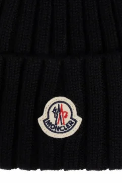 Moncler CZARNY Czapka z pomponem
