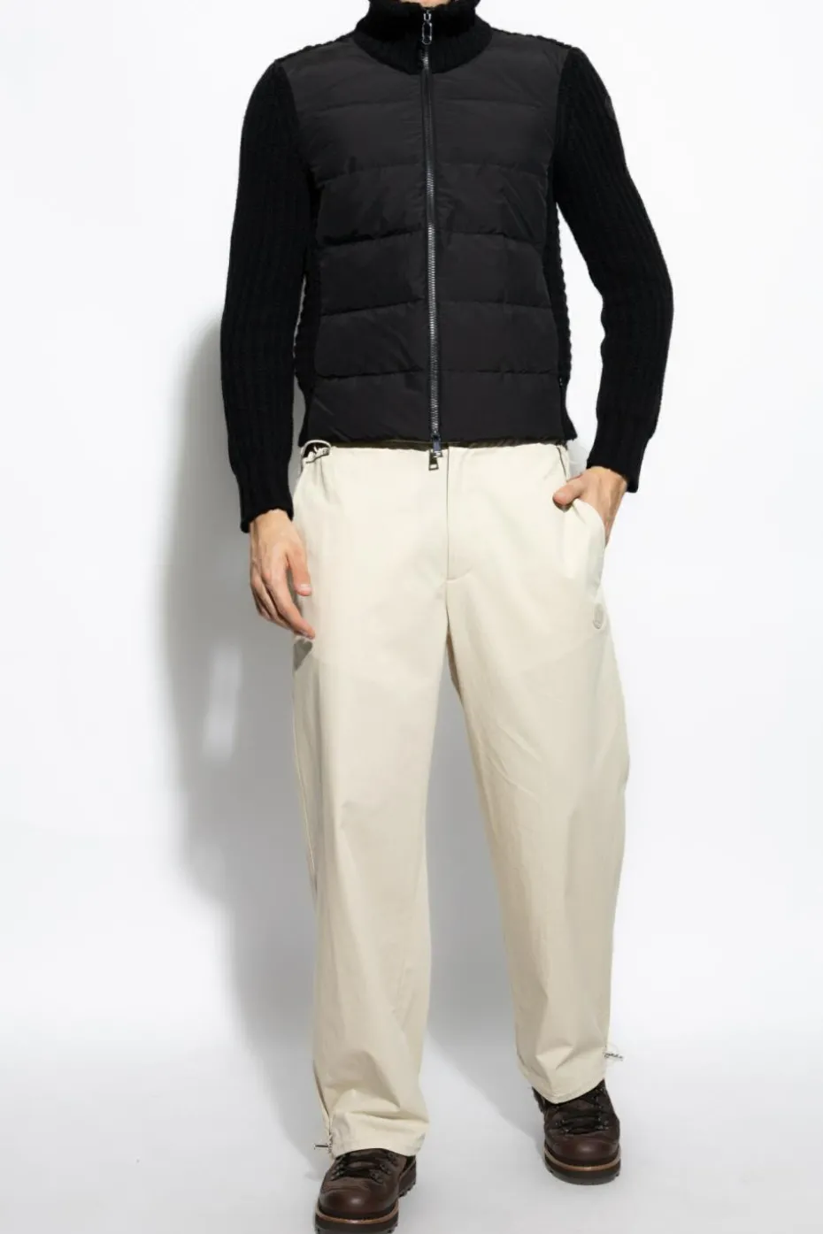 Moncler CZARNY Kardigan z pikowanym przodem