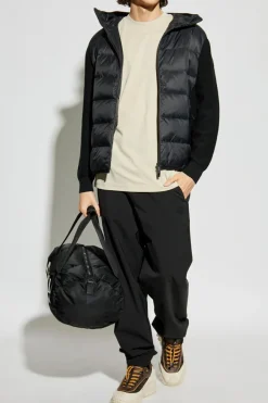 Moncler CZARNY Kardigan z puchową wstawką