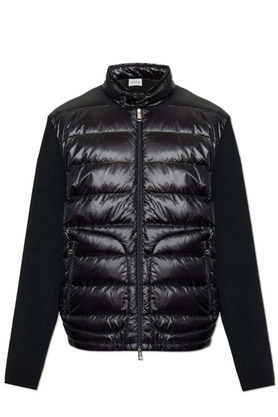 Moncler CZARNY Kardigan z puchową wstawką