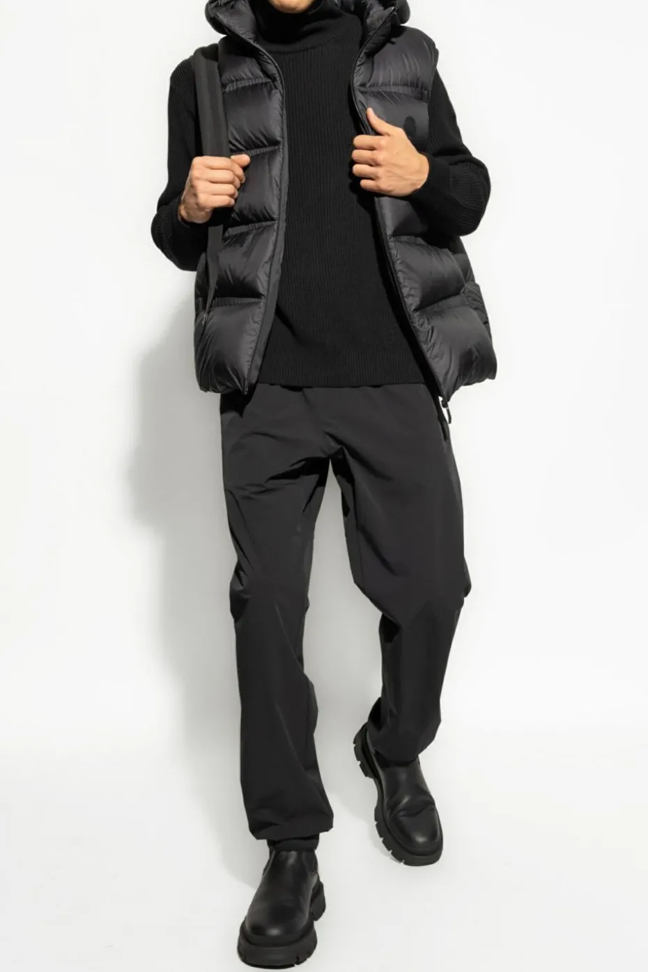 Moncler CZARNY Ortalionowe spodnie