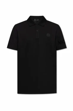 Moncler CZARNY Polo z naszywką z logo