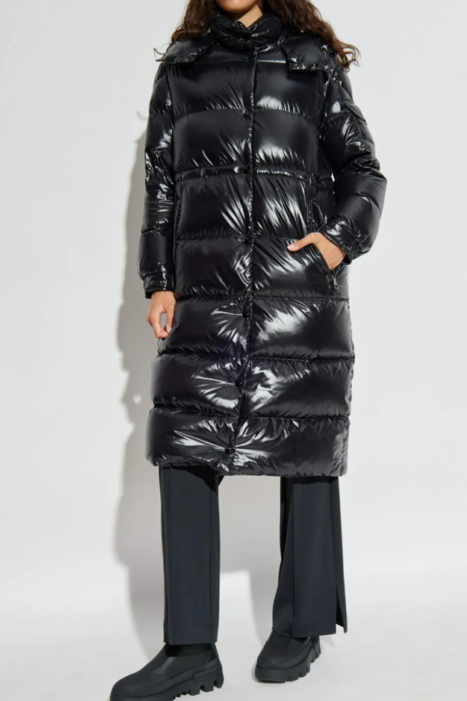 Moncler CZARNY Puchowy płaszcz `Hanoverian`