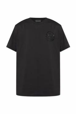 Moncler CZARNY T-shirt z logo
