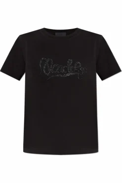 Moncler CZARNY T-shirt z logo