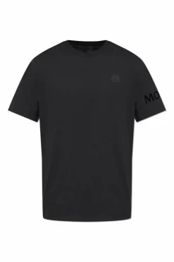 Moncler CZARNY T-shirt z naszywką z logo