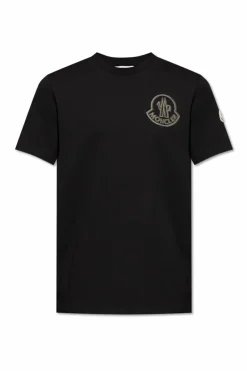 Moncler CZARNY T-shirt z nadrukowanym logo