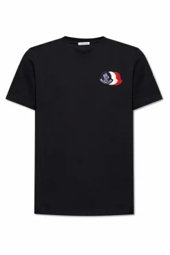 Moncler CZARNY T-shirt z naszywkami