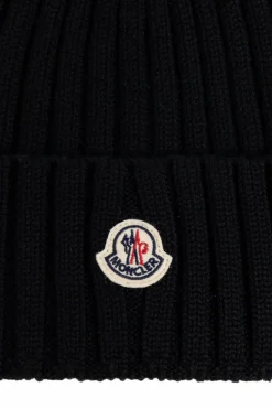 Moncler CZARNY Wełniana czapka