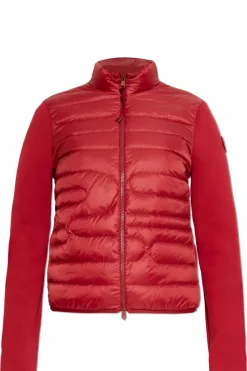 Moncler CZERWONY Kardigan z puchową wstawką